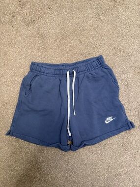 Nike Slate Blue Elastic Waist Shorts with White Drawstring